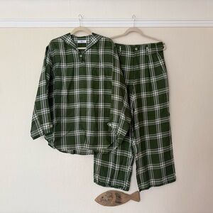 Y’s By Yohji Yamamoto Green Plaid Sailor Pant Set - Two Piece Suit - Free Size